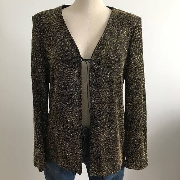 Emotion -Black with  Gold Sparkling open Cardigan /  Vest - Picture 1 of 9
